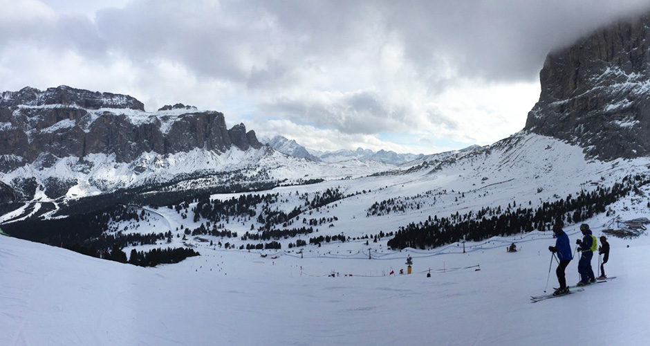 Skiing the Sella Ronda in Alta Badia. Photo by Scout
