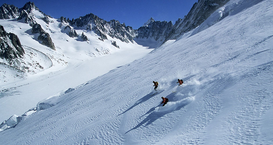 Skiing at the Grand Montets area. Photo: Compagnie du Mont-Blanc