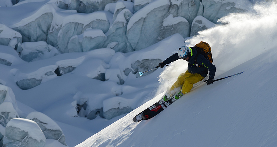 Skiing on a glacier at Vallee Blanch. Photo: Compagnie du Mont-Blanc