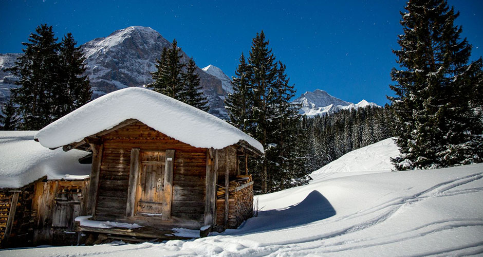 Gorgeous Swiss chalets high up on the slopes. Photo: Jungfrau Ski Region