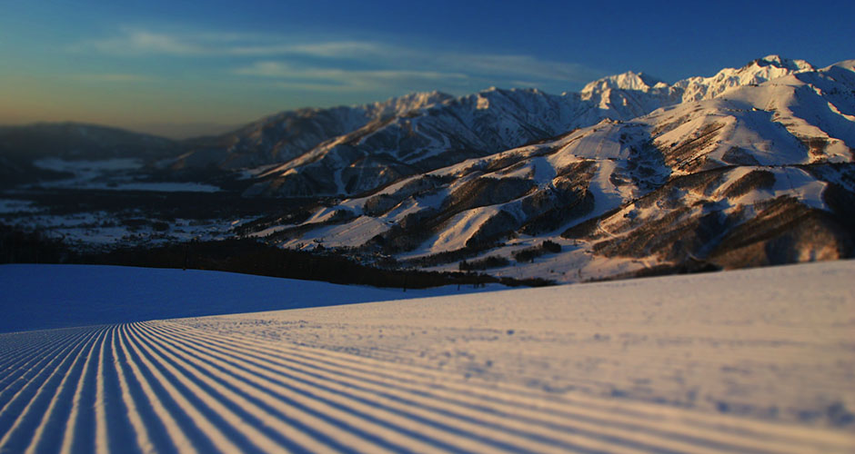 Fresh corduroy groomers at Happo One Ski Resort. Photo: Happo One