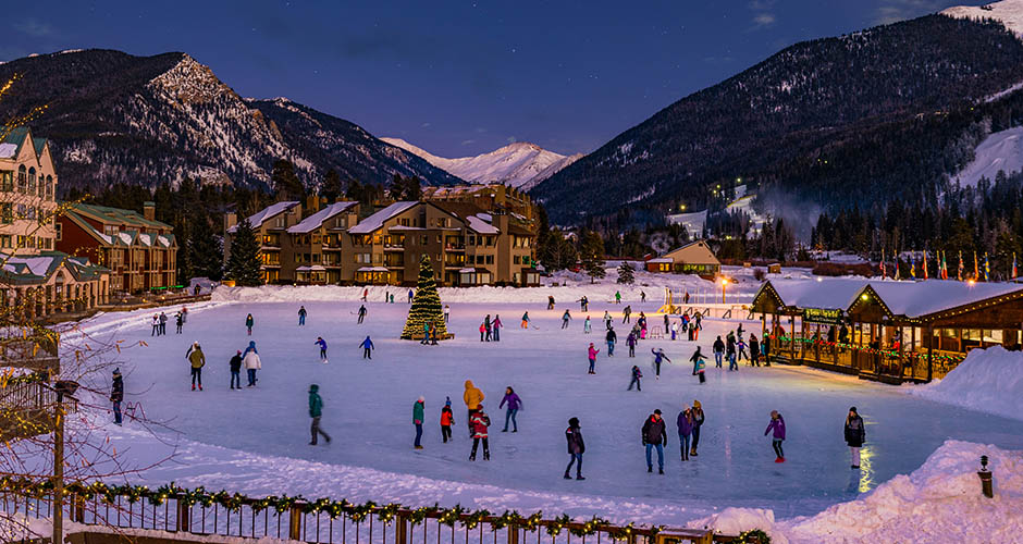 One of two ice skating rinks at Keystone Village. Photo: Vail Resorts