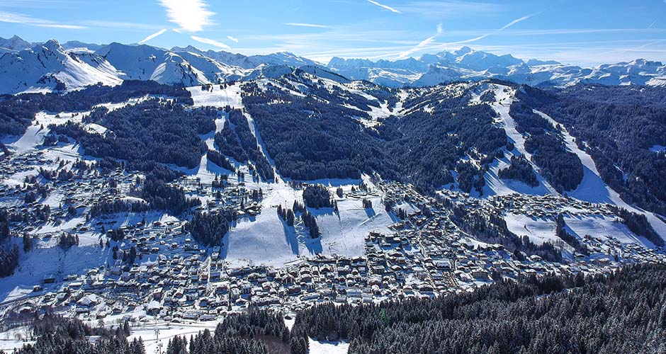 The Les Gets village and Portes do Soleil ski region. Photo: V. Ducrettet/Les Gets Tourism