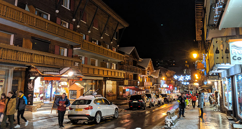 The main street of Morzine is lined with shops and restaurants. Photo: Scout