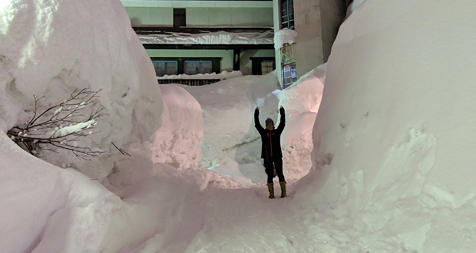 The snow in Akakura Onsen village can get pretty deep.  Photo: Scout