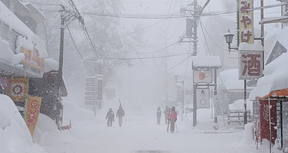 Myoko Kogen Akakura Onsen main street on a snowy morning. Photo: Scout