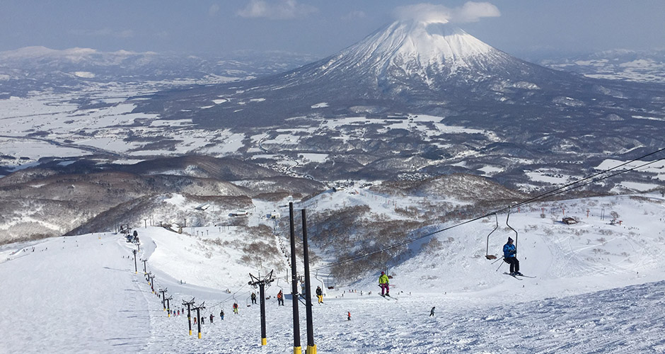Niseko Hirafu’s famous single chair with Mt Yotei in the background. Photo: Scout
