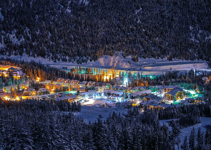 The village by night. Photo: Panorama Mountain Resort