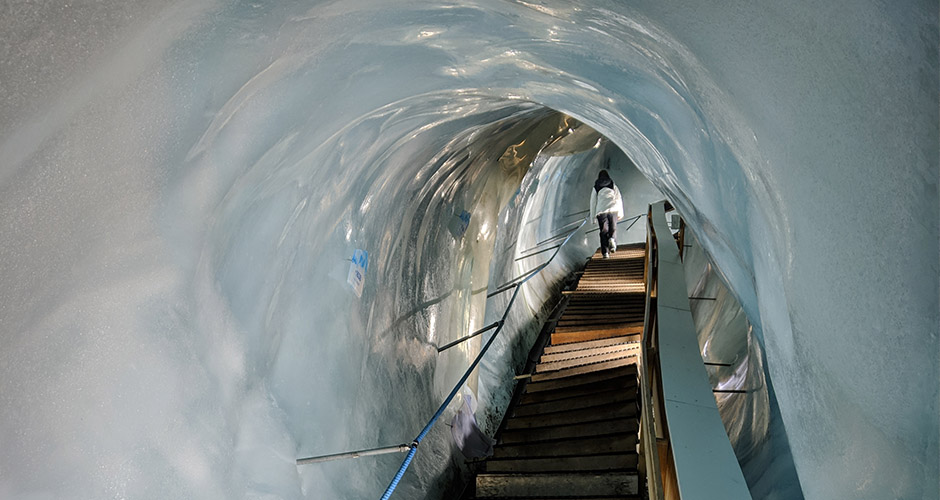 The ice grotto, carved into the glacier, is well worth a visit. Photo: Scout