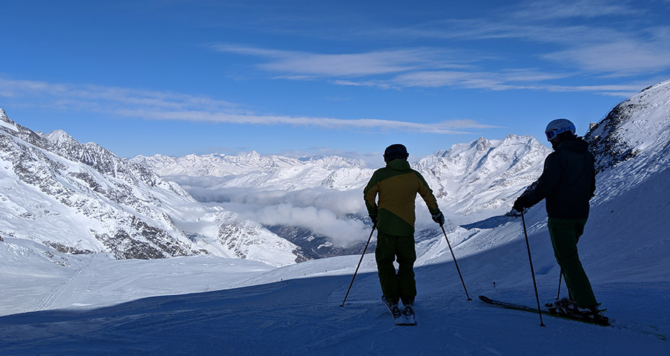 Skiers at Saas-Fee. Photo: Scout