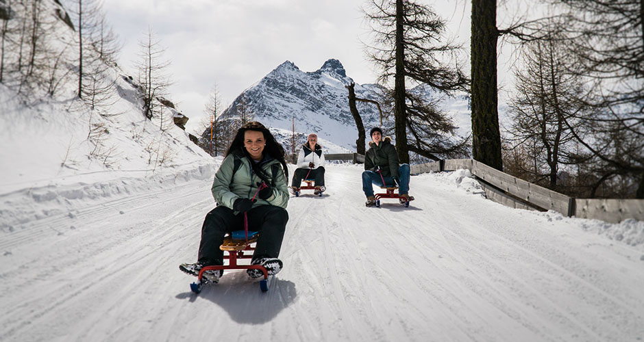 There are plenty of trails for sledging in Saas-Fee. Photo: Saas-Fee tourism