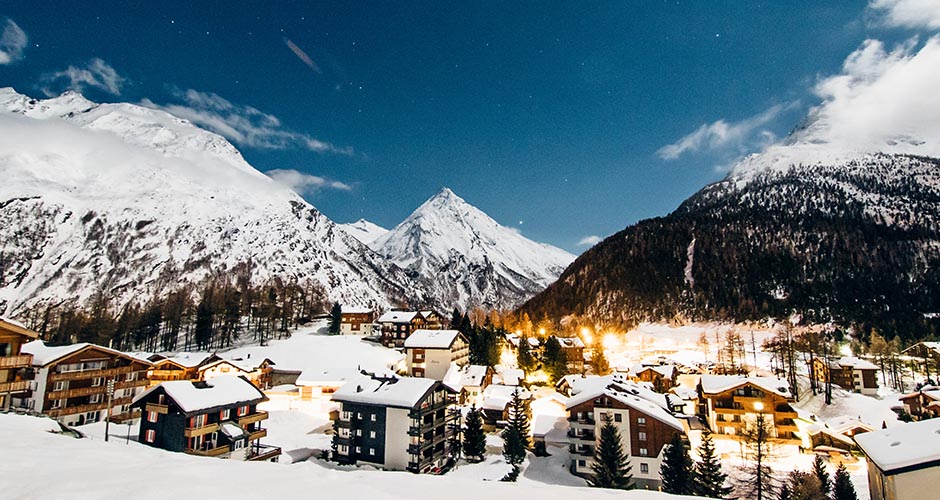 Saas-Fee village is nestled high up in the Swiss Alps. Photo: Saas-Fee tourism