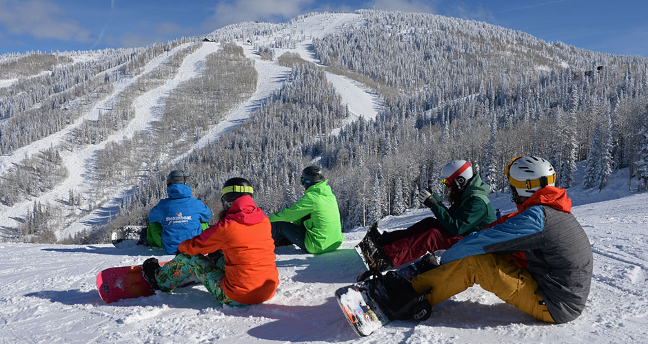 Snowboarders admiring the view. Photo: Alterra Mountain Company