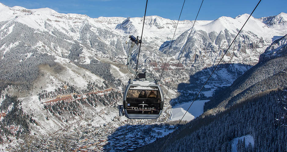 The free gondola connecting town and the mountain village has spectacular views. Photo: Telluride Ski Resort