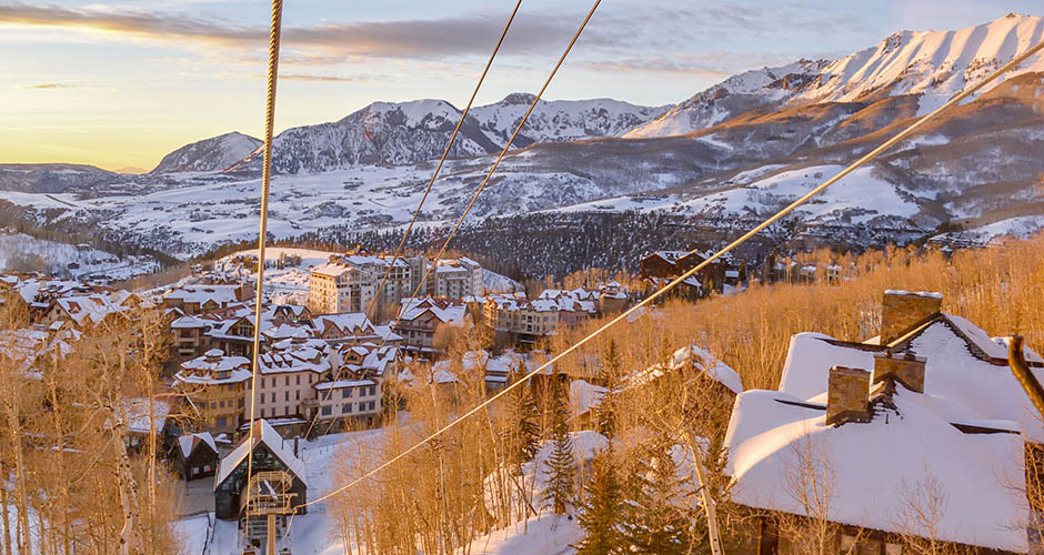 Telluride Mountain Village catching the last rays of the day. Photo: Telluride Ski Resort