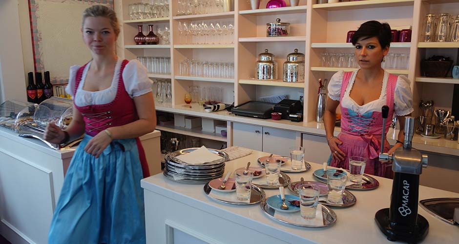 Lunch spot in a dairy in Zurs. Photo: Scout