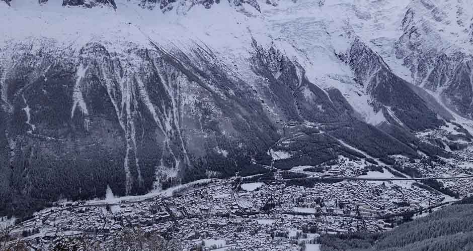 Looking down on the town of Chamonix. Photo: Scout