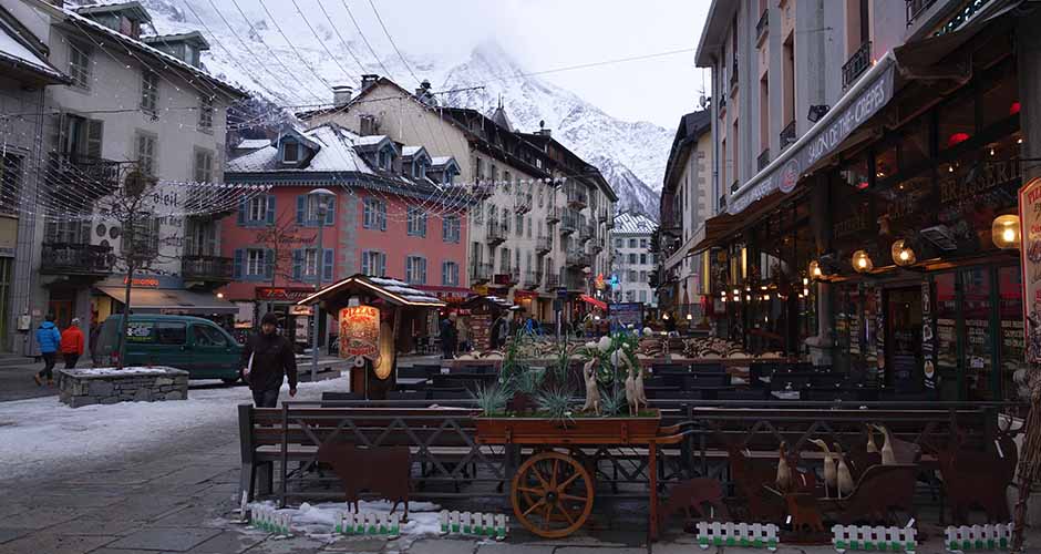 The town of Chamonix has tons of great restaurants and bars. Photo: Scout