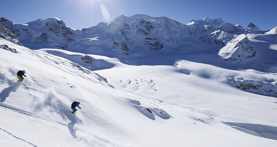 Great off-piste skiing and scenery. Photo: St Moritz Engadin tourism