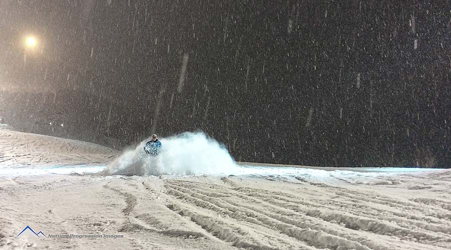Night skiing action. Photo Damian Gobbo, Natural Progression Images
