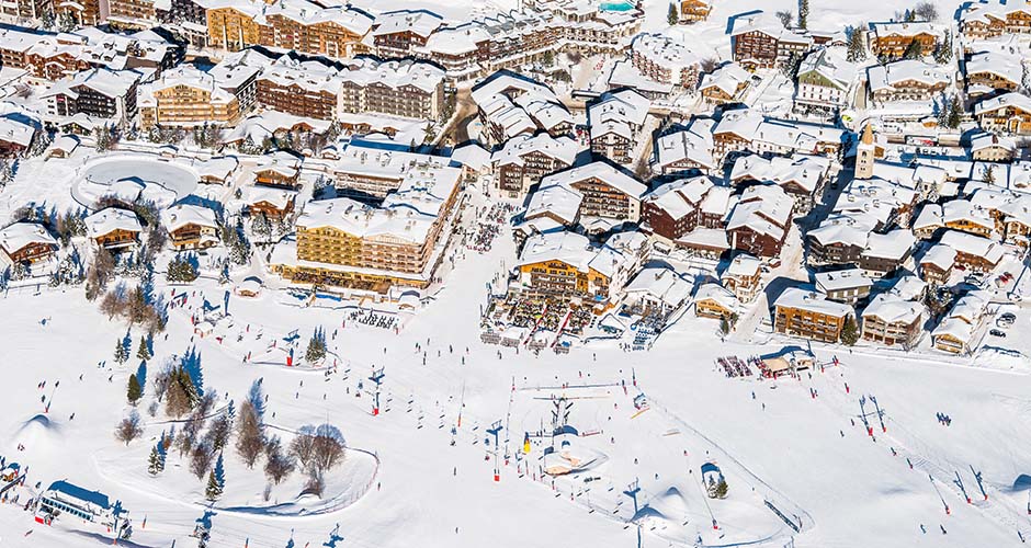 The main Val d’Isere center and ski slopes.  Photo: Val d’Isere Tourism