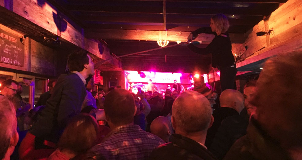 Shot skis are just part of the wild apres scene at Farinet in Verbier. Photo: Scout