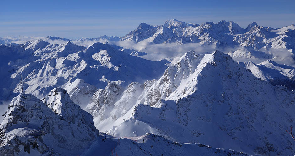 The view towards Mont Blanc from the top of Mont Fort. Photo: Scout