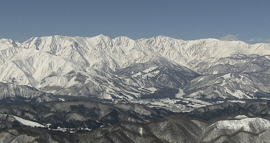 The Hakuba Valley showing Happo One on the left and Iwatake on the right.