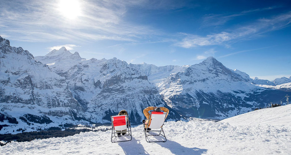 Soaking up the sun in the Jungfrau ski area. Photo: ©David Birri