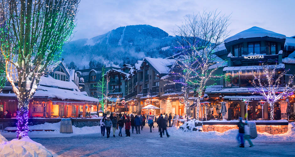 The pedestrian friendly village comes alive in the afternoon. Photo: Tourism Whistler/Justa Jeskova