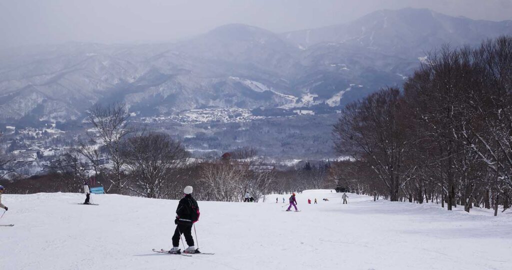 Akakura Kanko Ski Area. Madarao/Tangram ski area can be seen across the valley. Photo: Scout