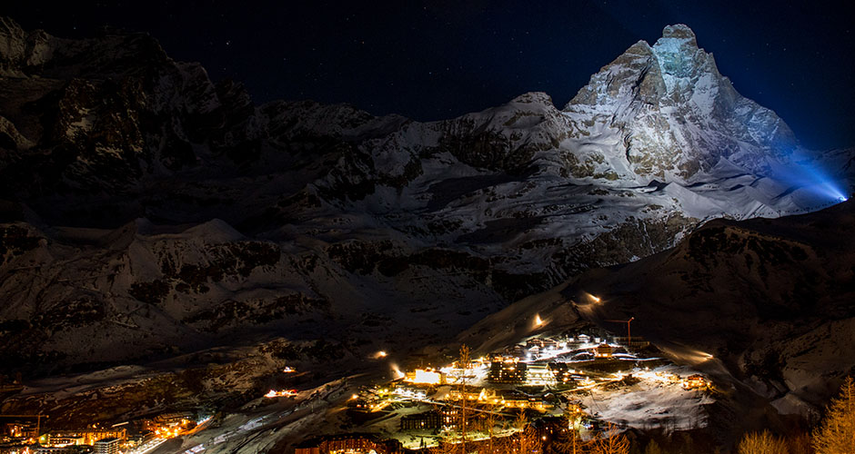 The Matterhorn by night. Photo: Cervinia Tourism