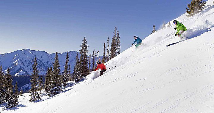 Groomed intermediate ski terrain at Aspen Snowmass